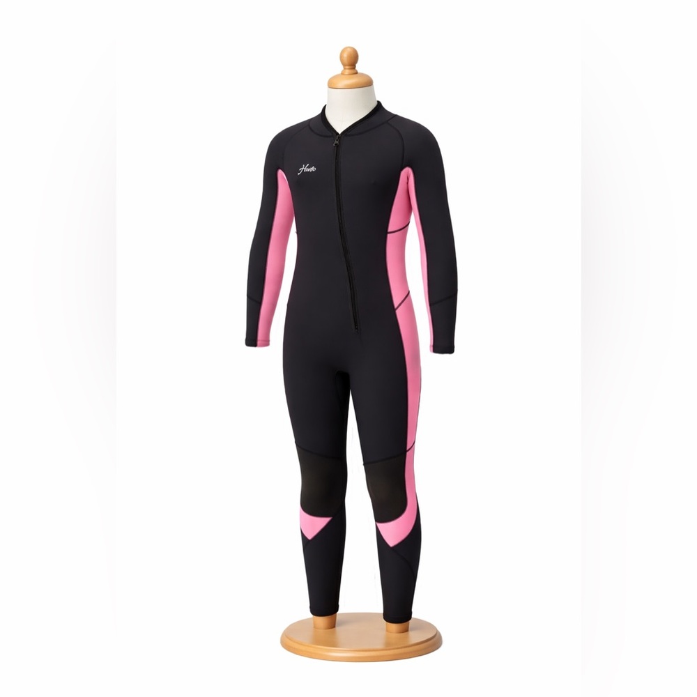 Hevto Kids Wetsuit 3/2mm Sz 12 Pink Black Front Zip Performance Protection NEW